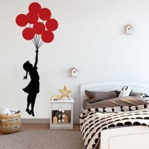 Vinile decorativo e adesivi banksy ragazza con palloncini