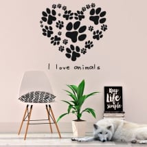 Vinile e adesivi frase i love animals