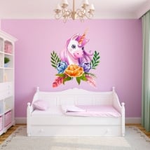 Vinili e adesivi per bambini unicorno dell'acquerello