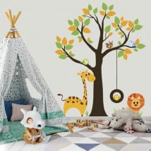 Vinile e adesivi albero con animali per bambini