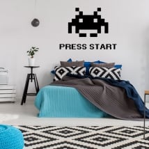 Vinili e adesivi press start space invaders