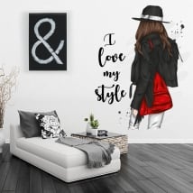 Vinili silhouette donna con frase i love my style