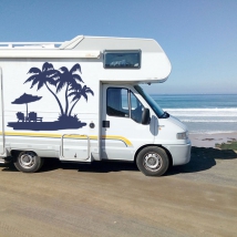 Vinili decorativi camper palme sulla spiaggia