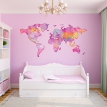 Vinili adesivi mappa del mondo colorata