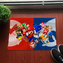 Tappeto stampato mario bros e sonic