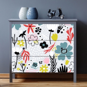 Carta adesiva per mobili IKEA - Malm Cassettiera 3xCassetti Bright Blue  floral pattern