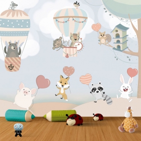 Murales per bambini illustrazione di animali felici