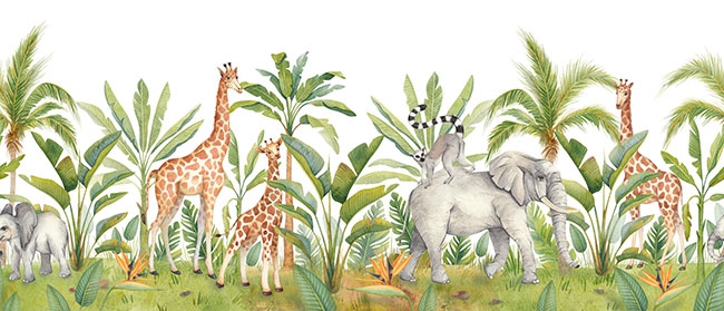 🥇 Carta da parati o carta da parati illustrazione per bambini animali  della giungla 🥇