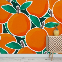 Moderna carta da parati o murale con disegno ad acquerello arancione