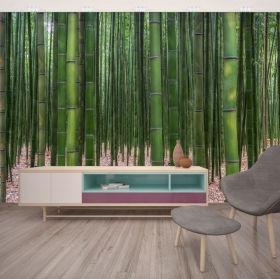 Carta da parati decorazione foresta di bambù zen verde