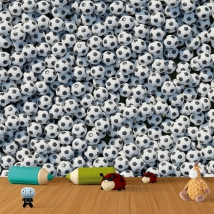 Carta da parati composizione palloni da calcio realistici vista dall'alto