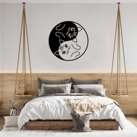 Adesivi e vinili decorativi gatti yin yang 