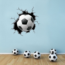 Adesivo murale in vinile 3d pallone da calcio effetto muro rottura