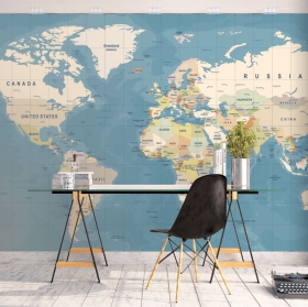 Murali di vinile adesivo mappa del mondo